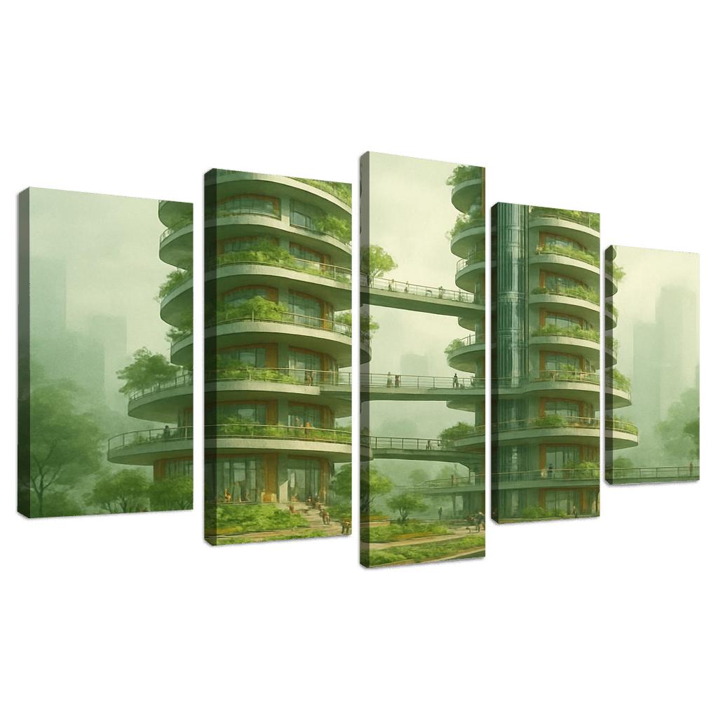 Vertical Commons Garden Towers abstract paintings frame