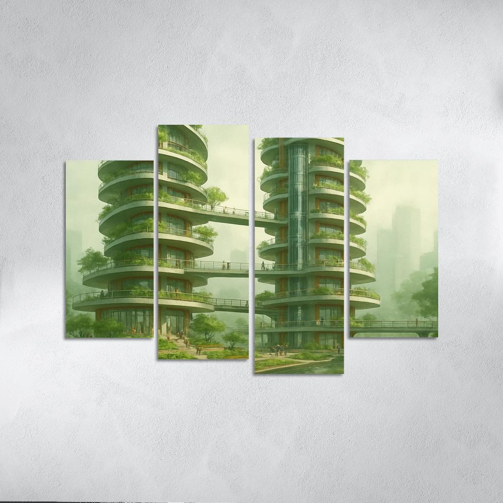 Vertical Commons Garden Towers abstract paintings frame