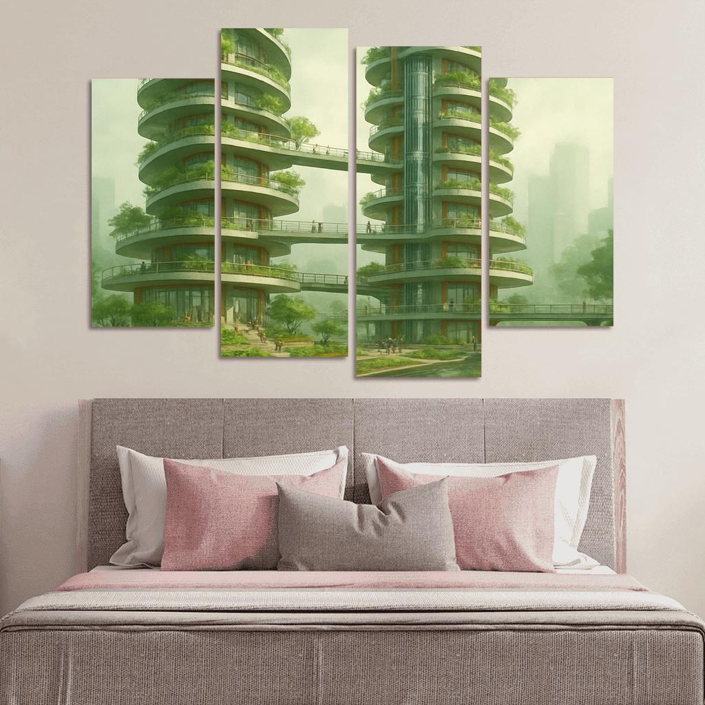 Vertical Commons Garden Towers abstract paintings frame