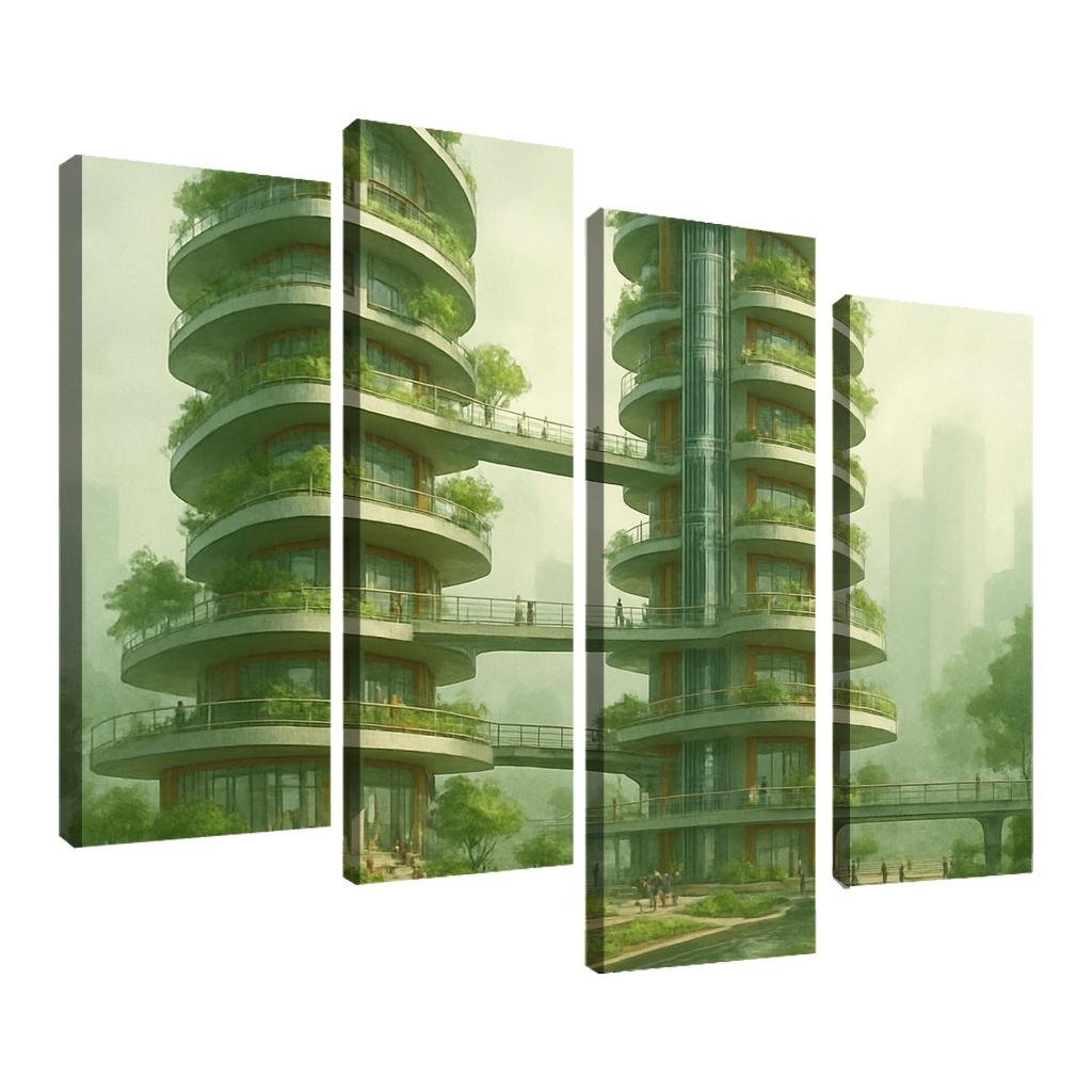 Vertical Commons Garden Towers abstract paintings frame