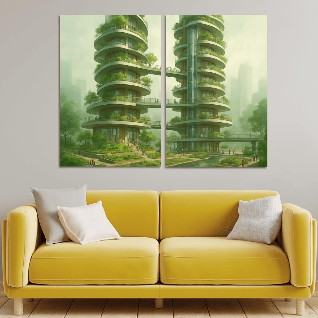 Vertical Commons Garden Towers abstract paintings frame