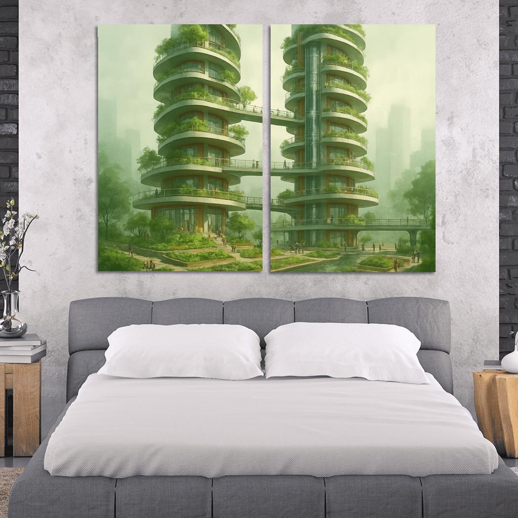 Vertical Commons Garden Towers abstract paintings frame