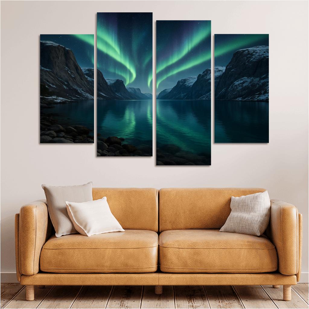 Aurora Reflections Over Crystal Fjord one-piece frames