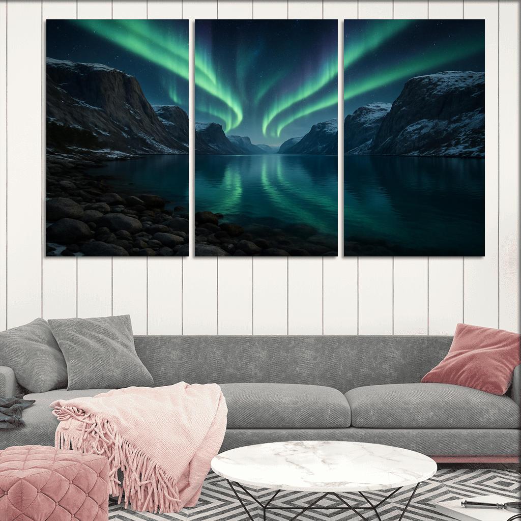 Aurora Reflections Over Crystal Fjord one-piece frames