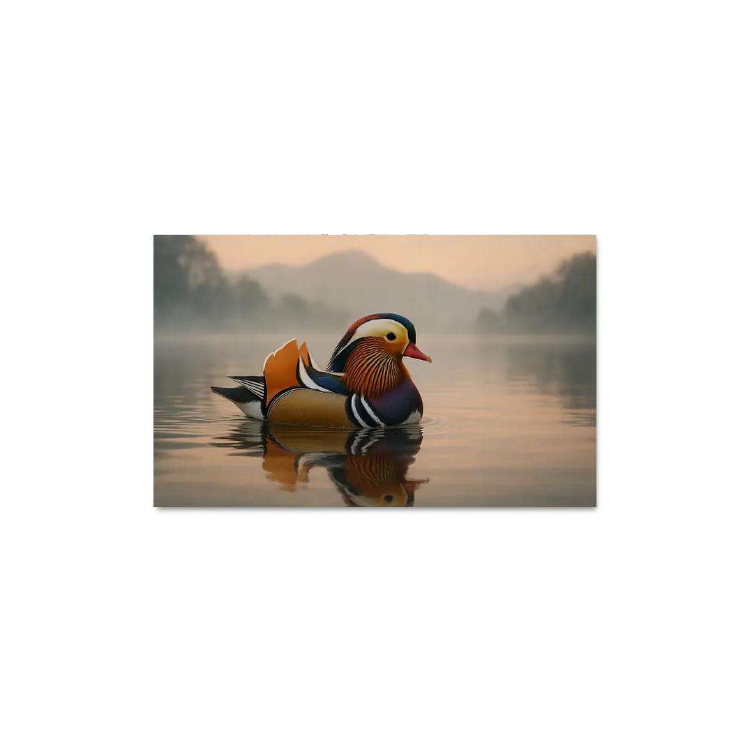 The Vibrant Mandarin Duck On A Misty Lake custom paintings frame