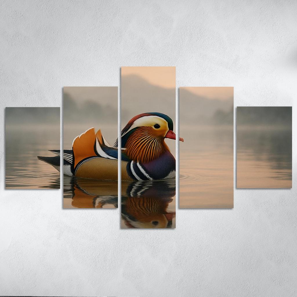 The Vibrant Mandarin Duck On A Misty Lake custom paintings frame