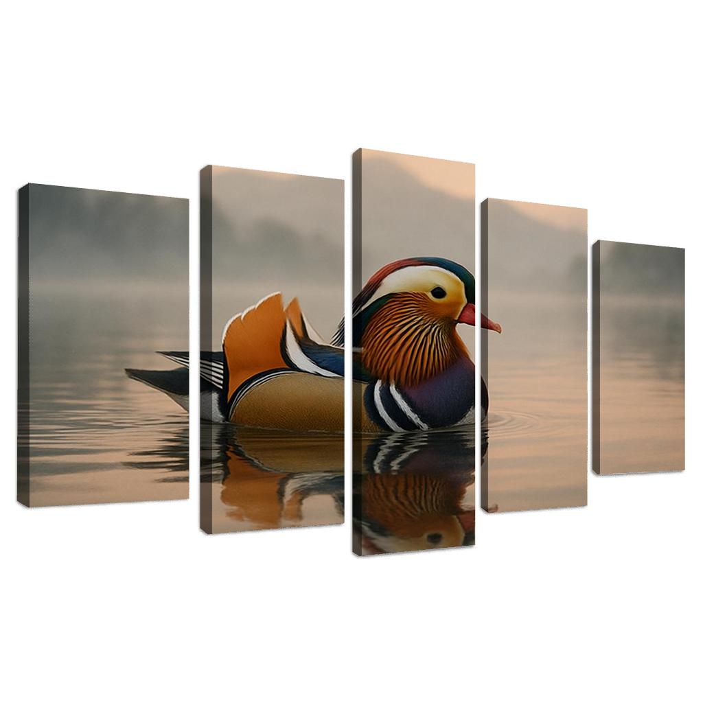 The Vibrant Mandarin Duck On A Misty Lake custom paintings frame