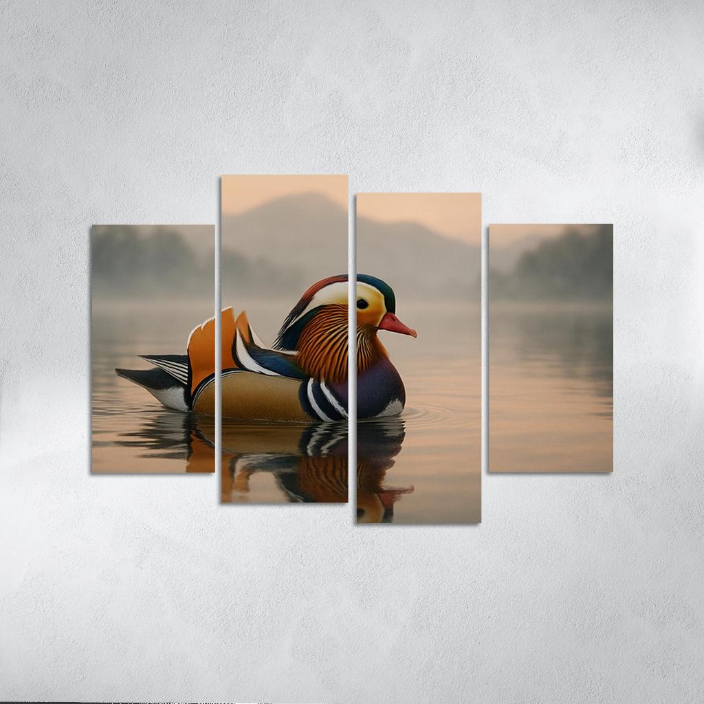 The Vibrant Mandarin Duck On A Misty Lake custom paintings frame