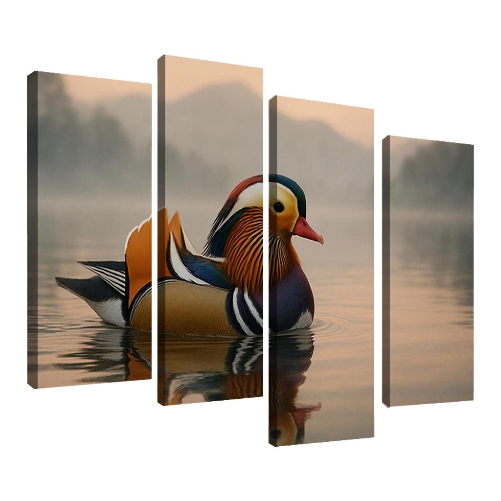 The Vibrant Mandarin Duck On A Misty Lake custom paintings frame