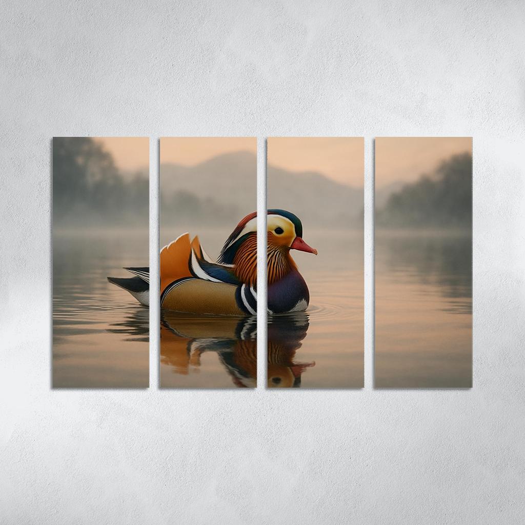 The Vibrant Mandarin Duck On A Misty Lake custom paintings frame