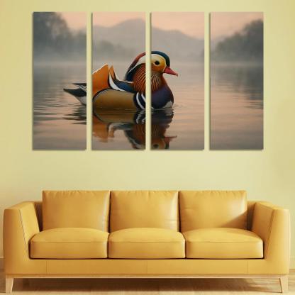 The Vibrant Mandarin Duck On A Misty Lake custom paintings frame