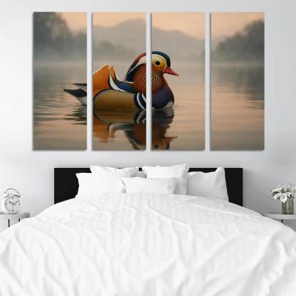The Vibrant Mandarin Duck On A Misty Lake custom paintings frame