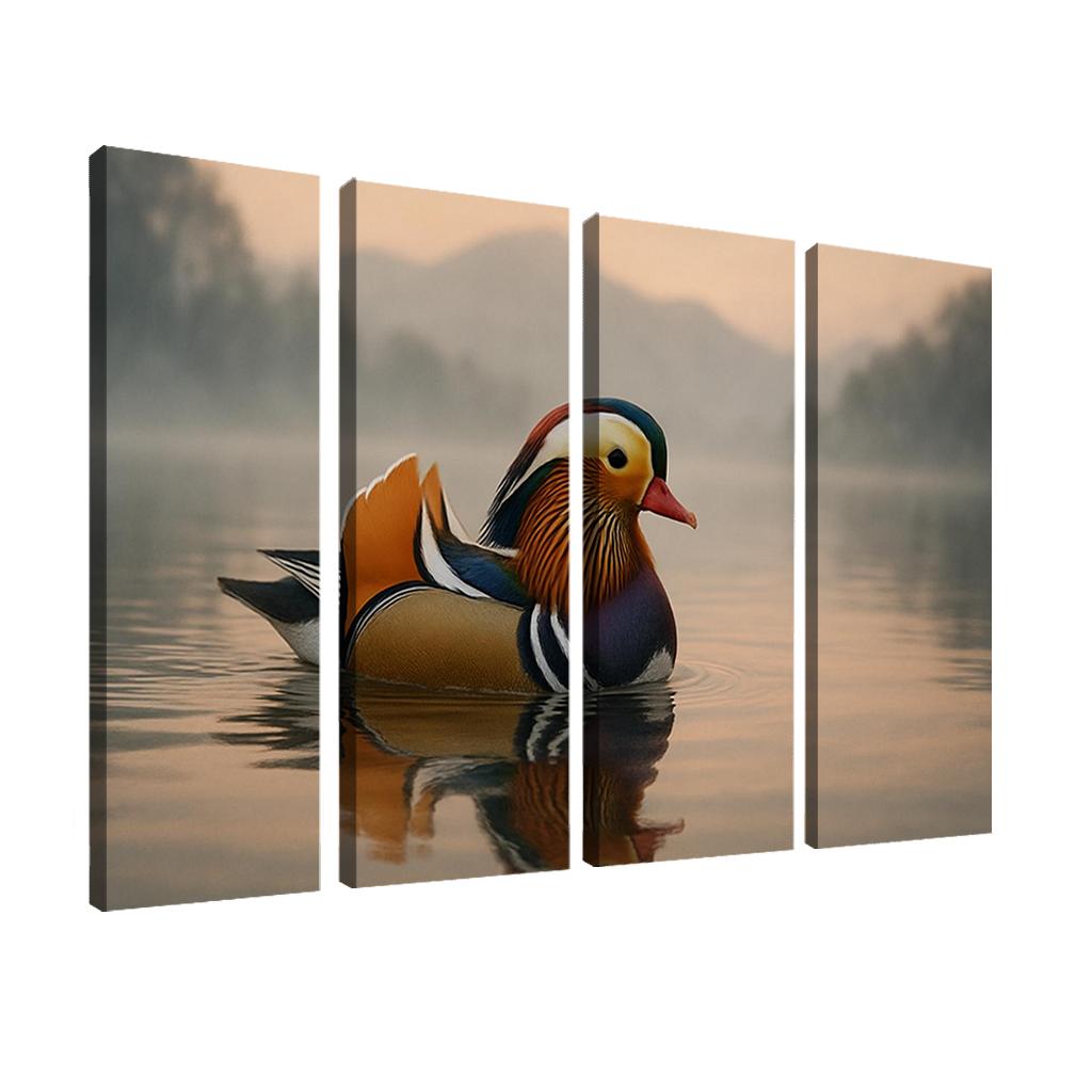 The Vibrant Mandarin Duck On A Misty Lake custom paintings frame