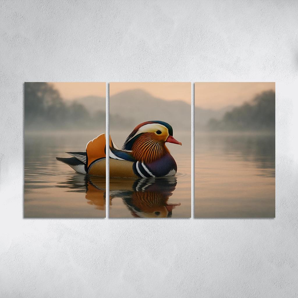 The Vibrant Mandarin Duck On A Misty Lake custom paintings frame
