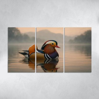 The Vibrant Mandarin Duck On A Misty Lake custom paintings frame