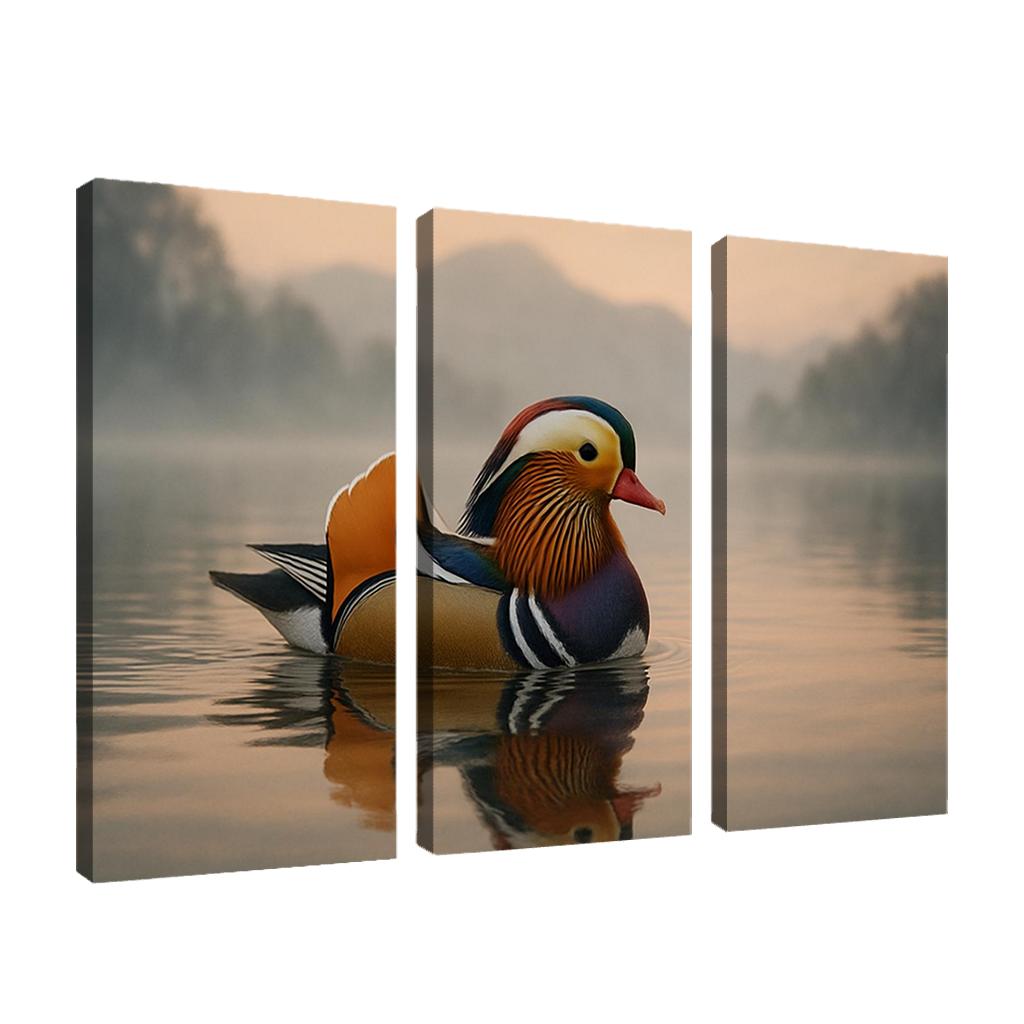 The Vibrant Mandarin Duck On A Misty Lake custom paintings frame