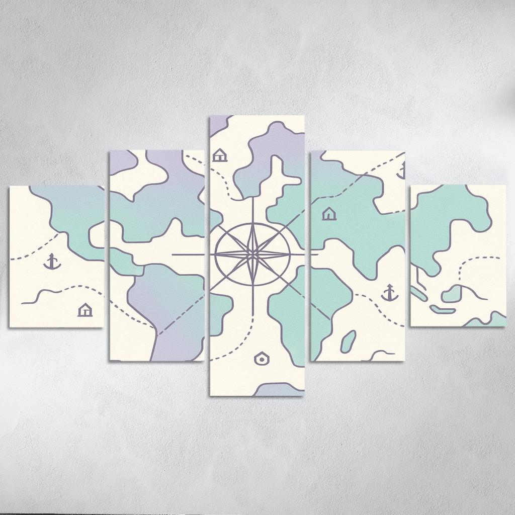 Compass Rose Continental Mosaic modern paintings frame