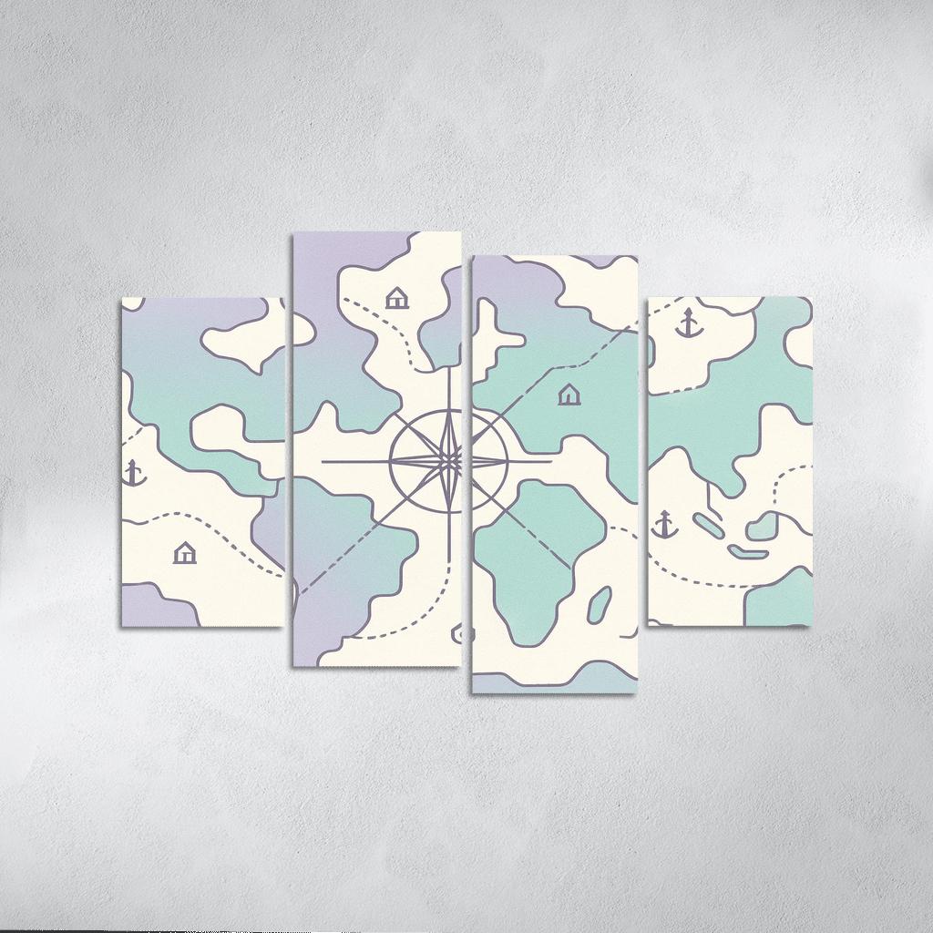 Compass Rose Continental Mosaic modern paintings frame