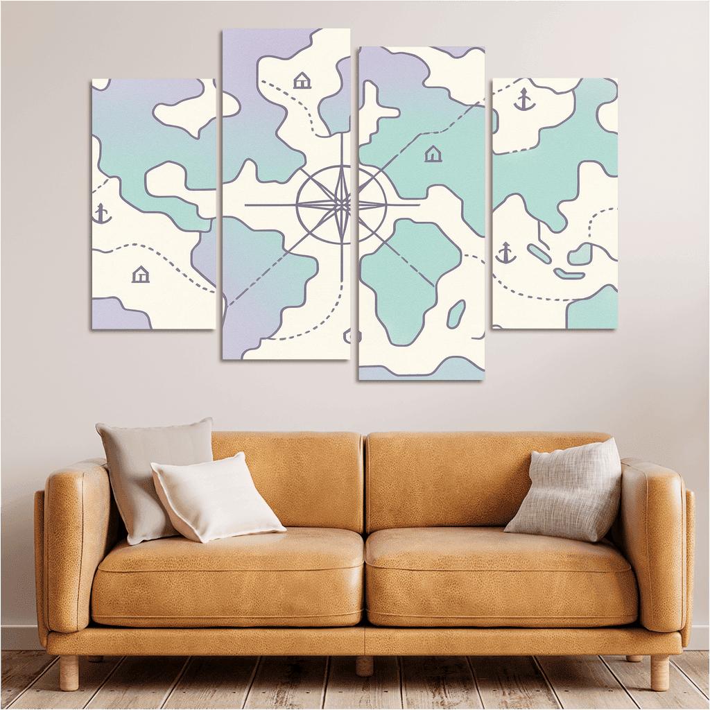Compass Rose Continental Mosaic modern paintings frame