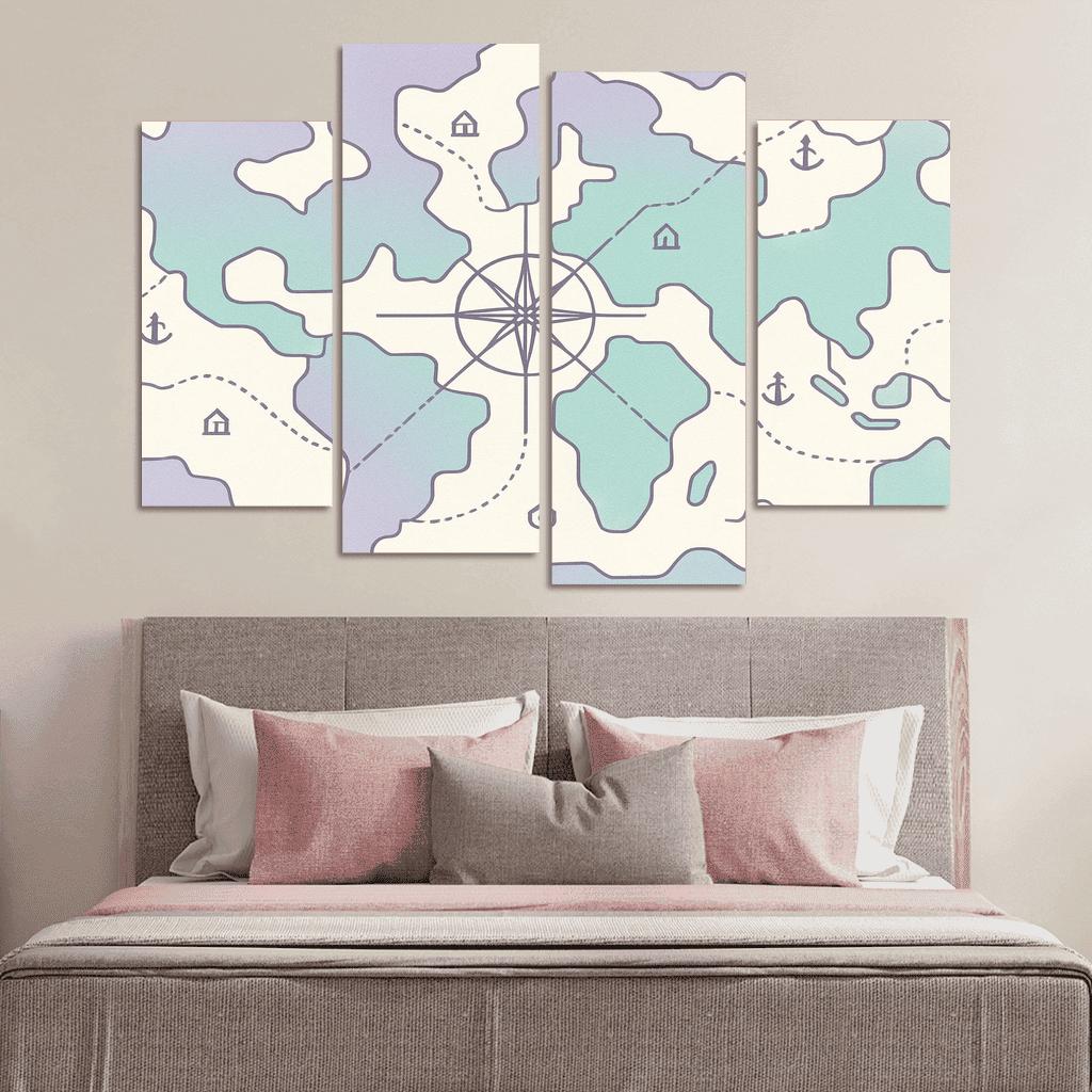 Compass Rose Continental Mosaic modern paintings frame