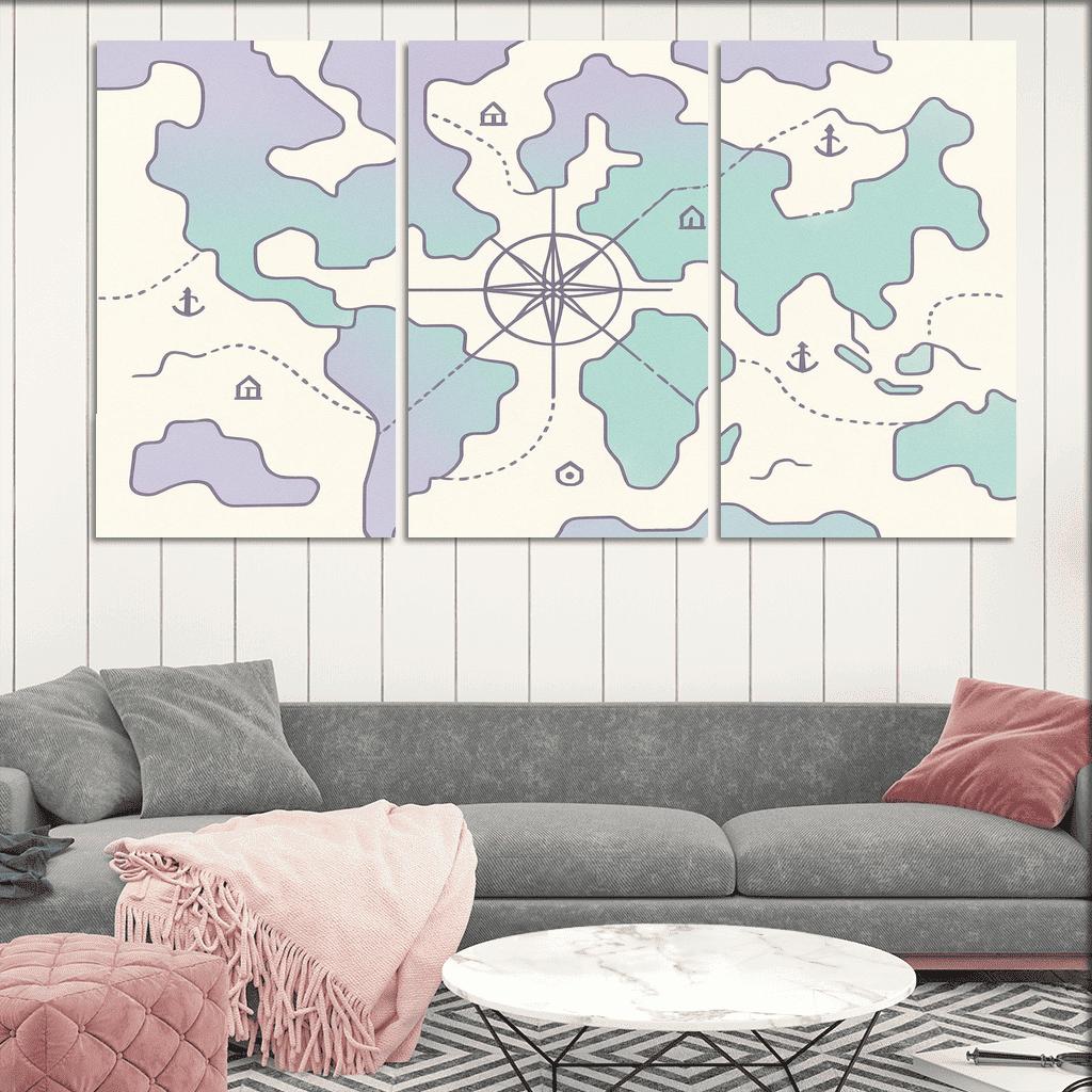 Compass Rose Continental Mosaic modern paintings frame