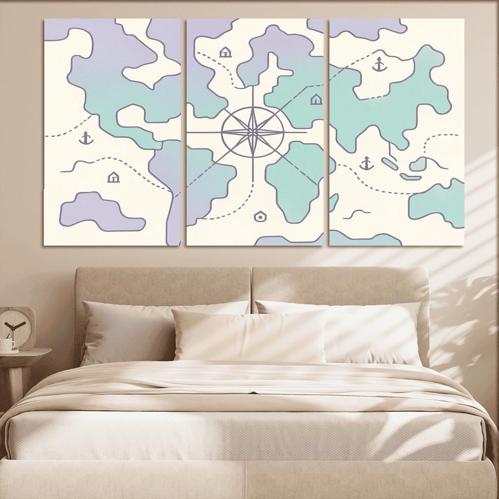 Compass Rose Continental Mosaic modern paintings frame