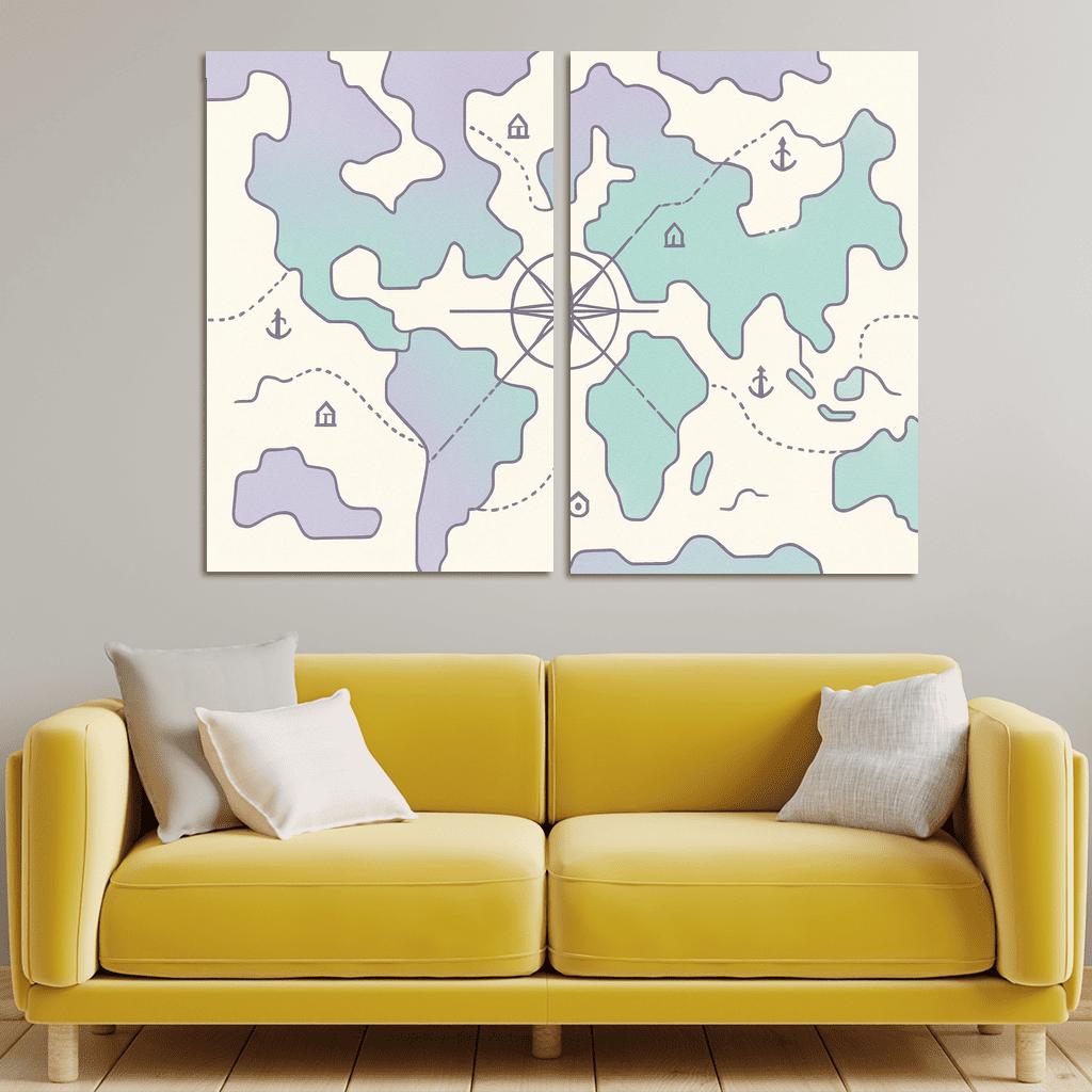 Compass Rose Continental Mosaic modern paintings frame