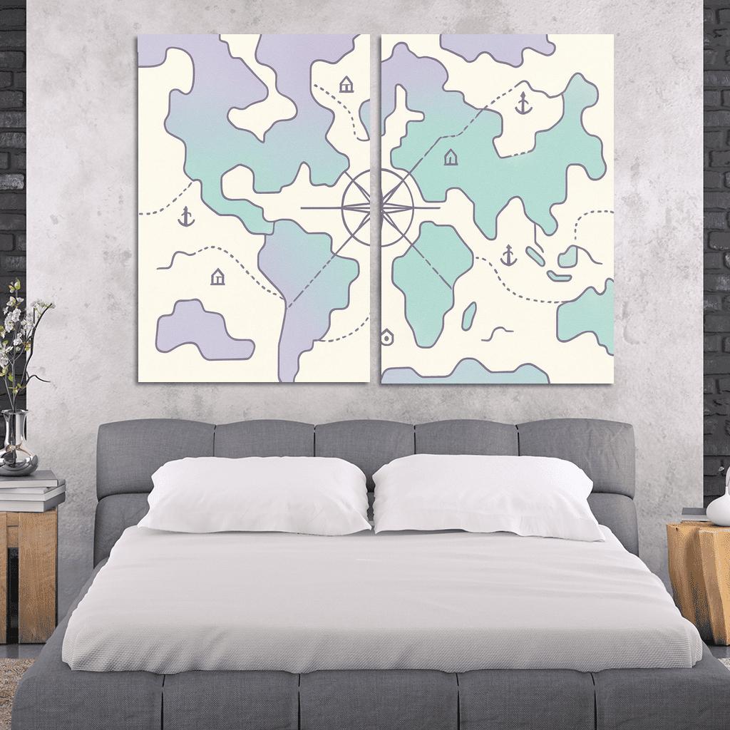 Compass Rose Continental Mosaic modern paintings frame