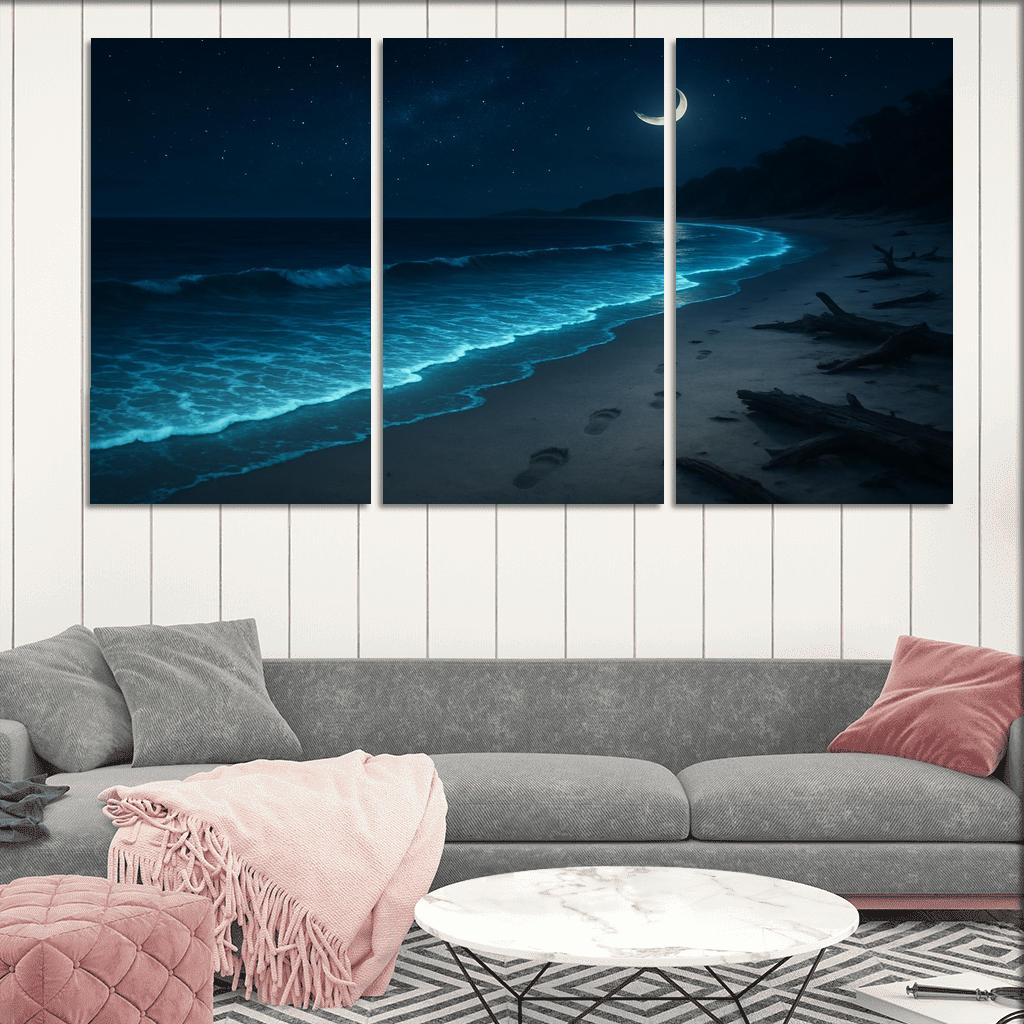 Moonlit Tidal Lantern Shore abstract paintings frame