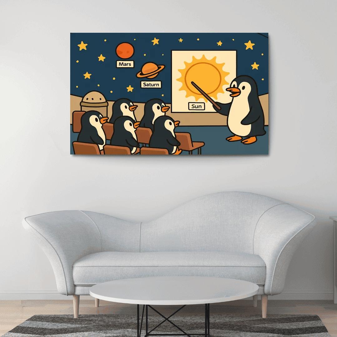 Planetarium Penguins Field Trip premium artwork frames