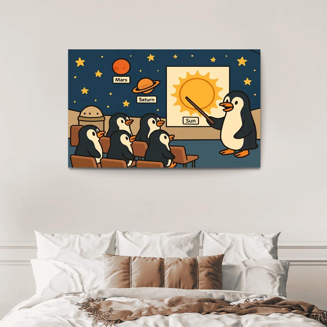 Planetarium Penguins Field Trip premium artwork frames