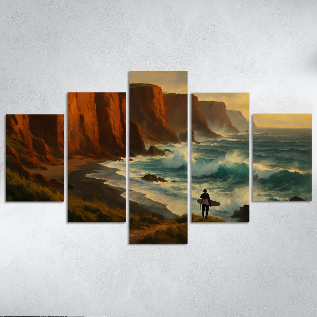 Crimson Clifftop Wave Sanctuary wall art