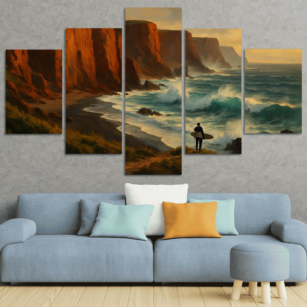 Crimson Clifftop Wave Sanctuary wall art
