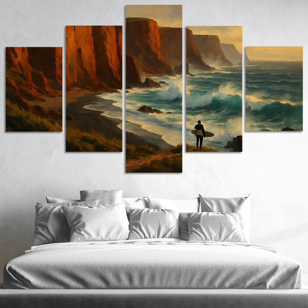 Crimson Clifftop Wave Sanctuary wall art