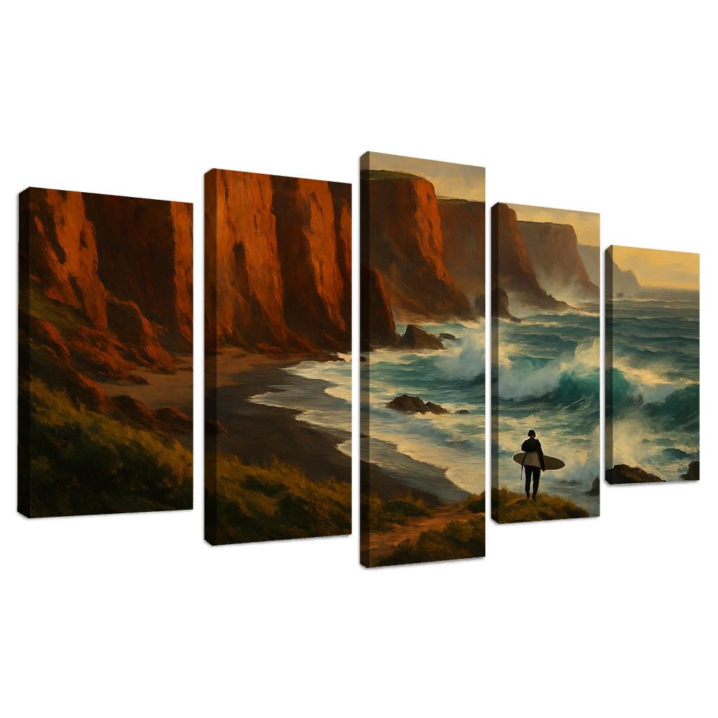 Crimson Clifftop Wave Sanctuary wall art