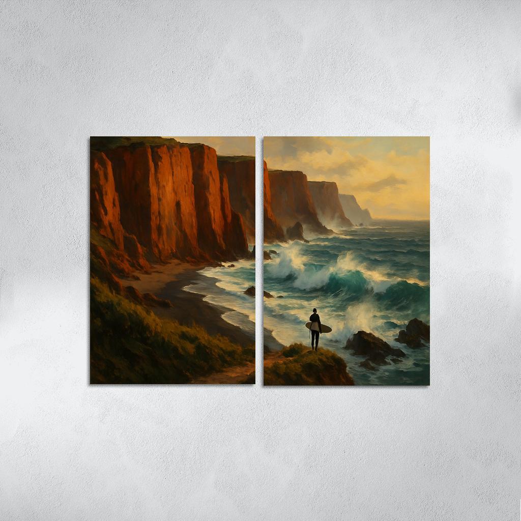 Crimson Clifftop Wave Sanctuary wall art