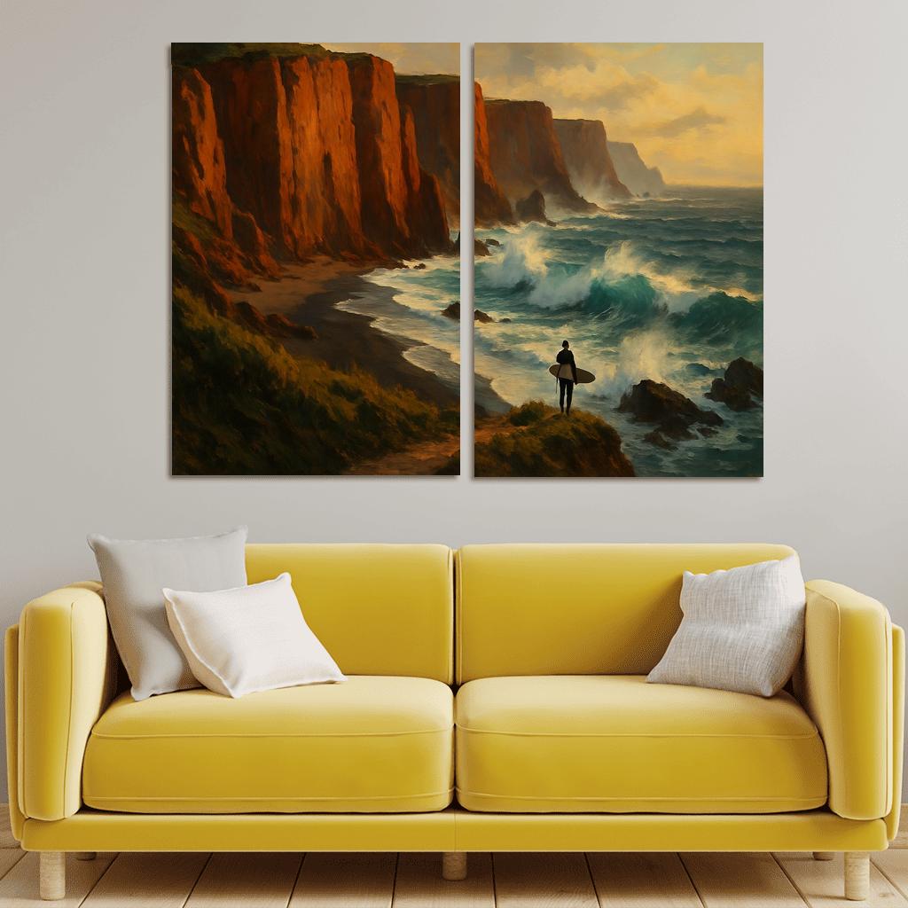 Crimson Clifftop Wave Sanctuary wall art