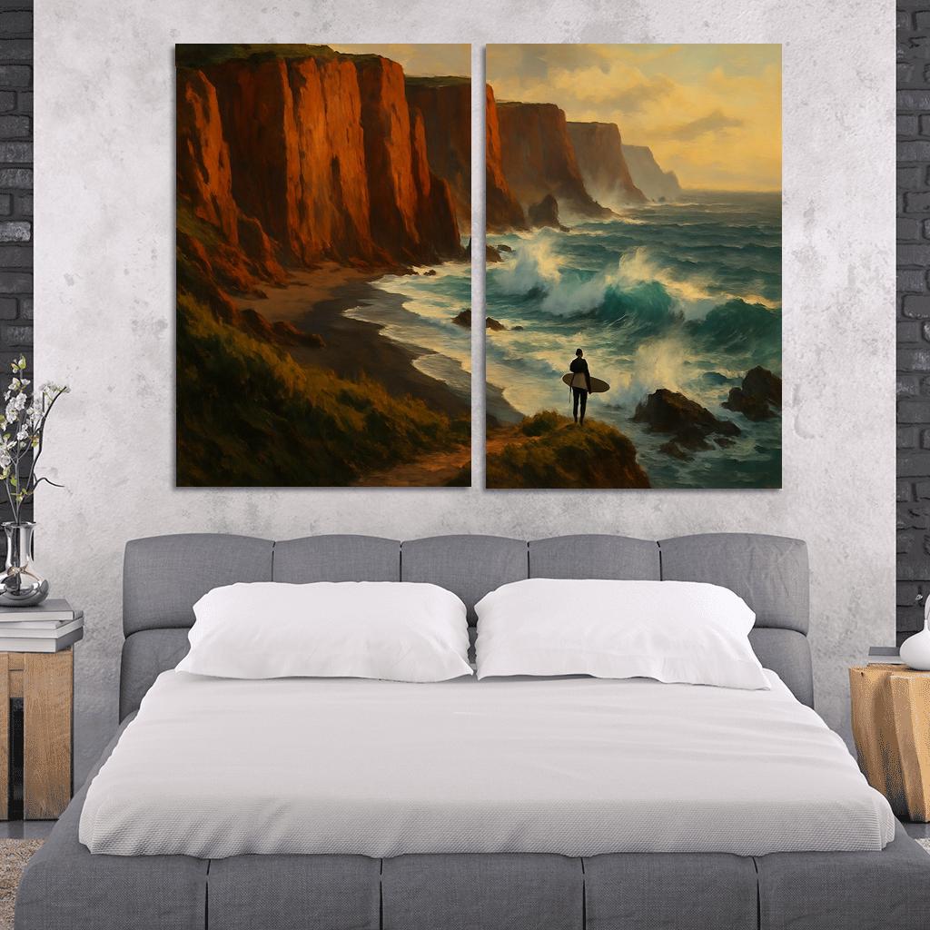 Crimson Clifftop Wave Sanctuary wall art