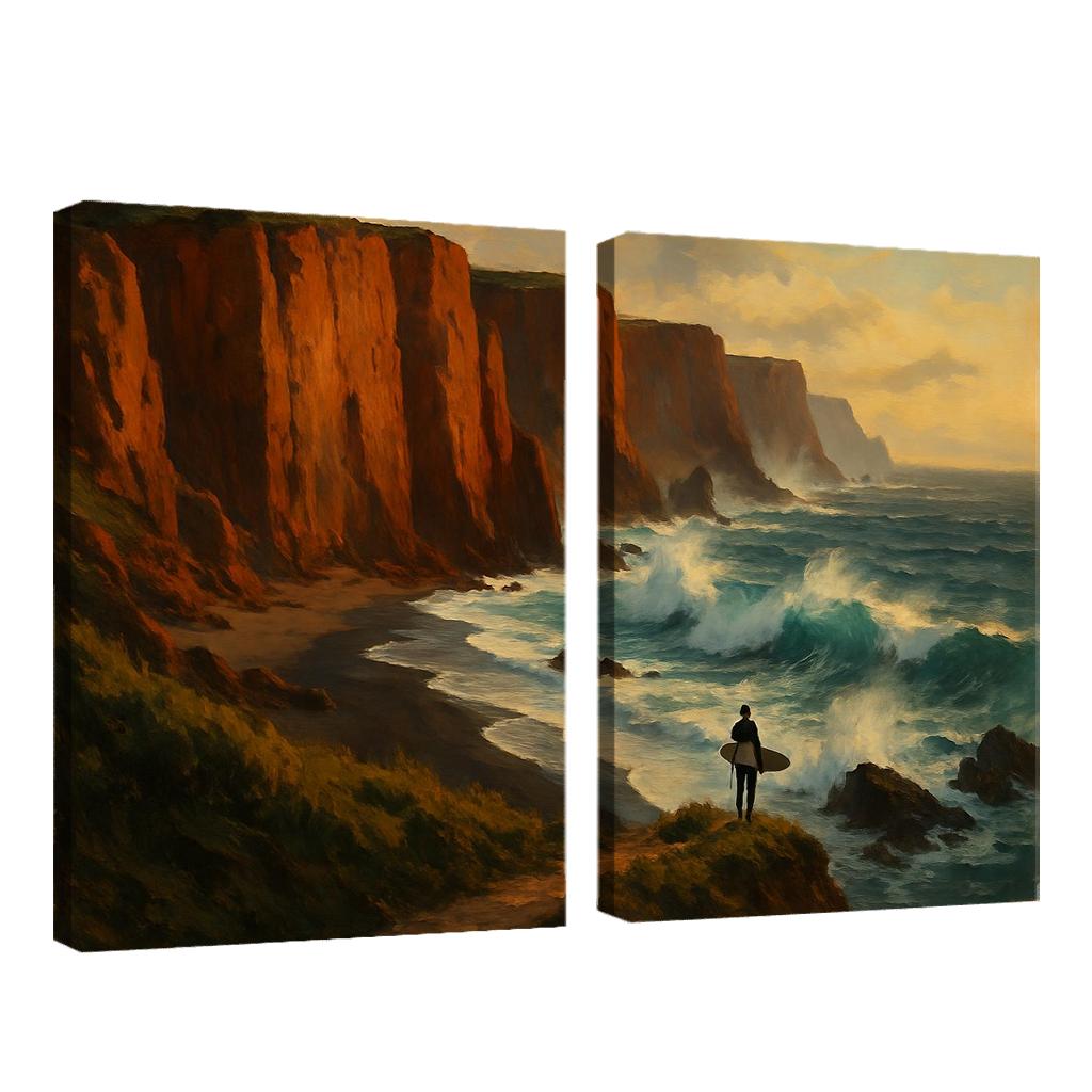 Crimson Clifftop Wave Sanctuary wall art