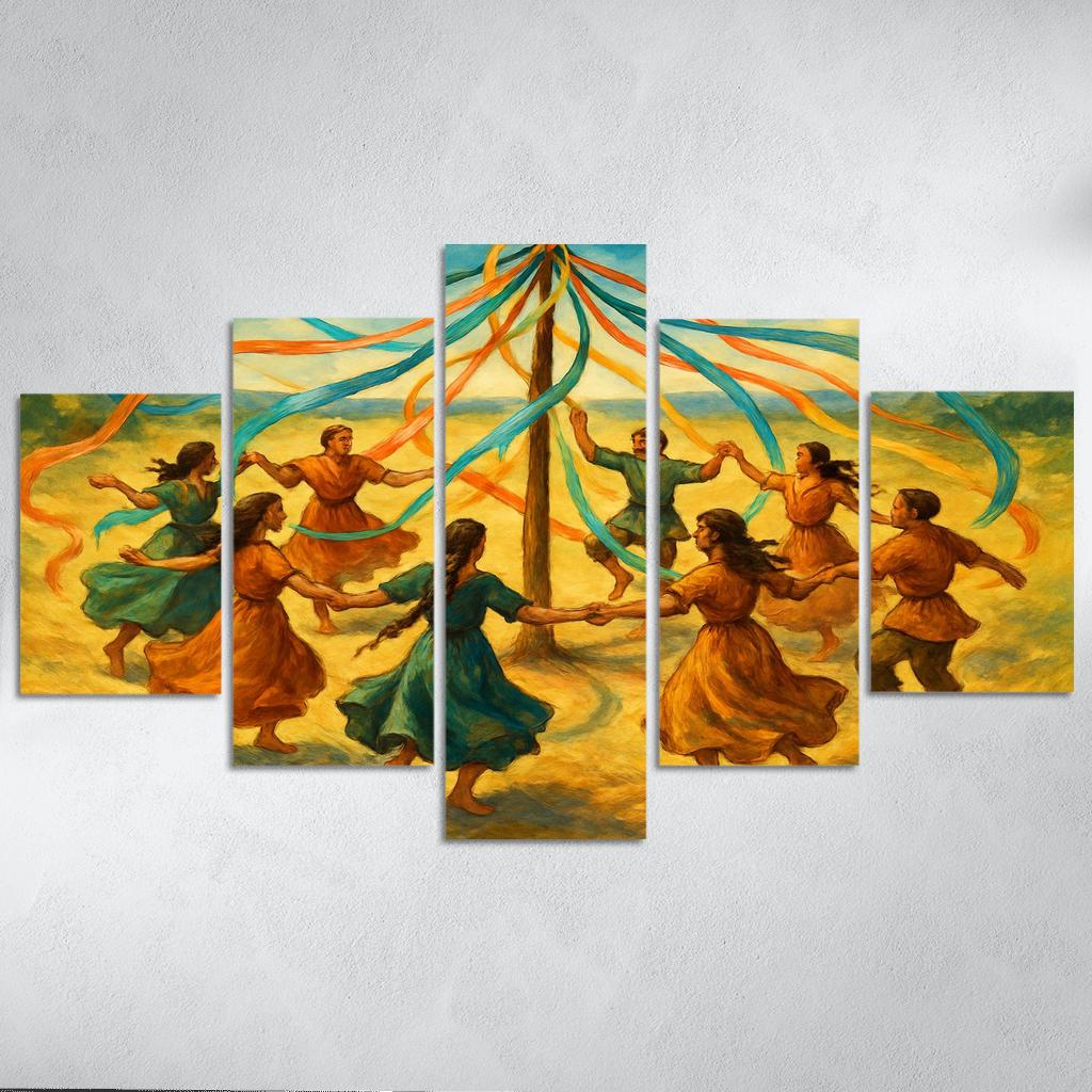 Ancestral Ribbon Spiral Dance canvas paintings frame