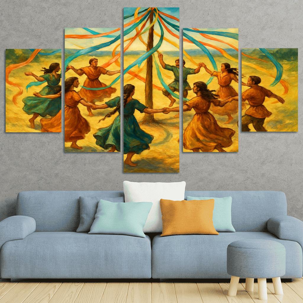 Ancestral Ribbon Spiral Dance canvas paintings frame