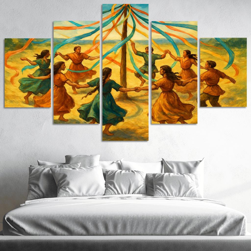 Ancestral Ribbon Spiral Dance canvas paintings frame