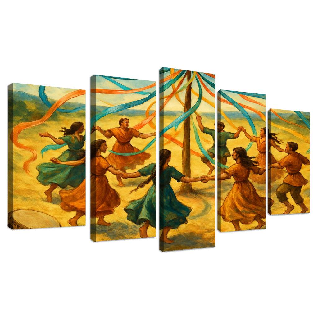 Ancestral Ribbon Spiral Dance canvas paintings frame