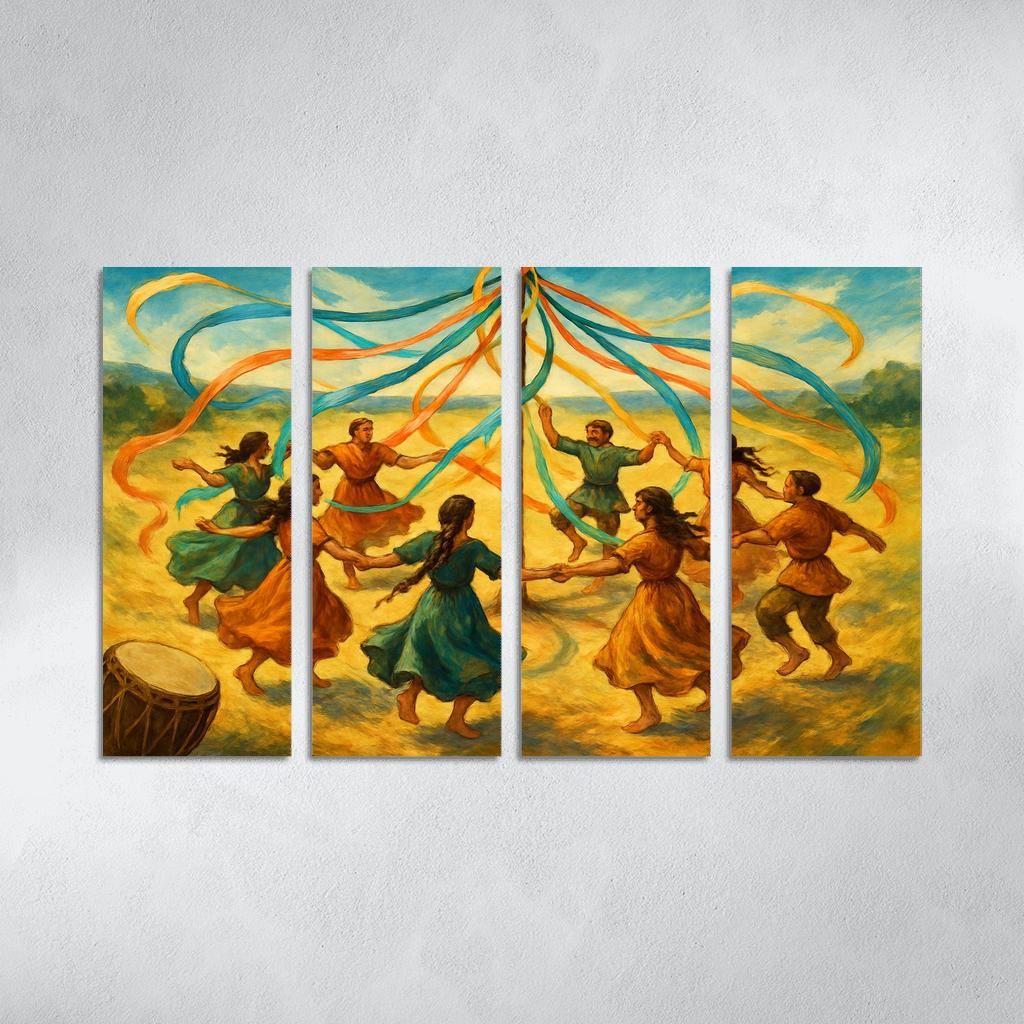 Ancestral Ribbon Spiral Dance canvas paintings frame