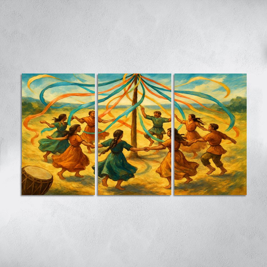 Ancestral Ribbon Spiral Dance canvas paintings frame