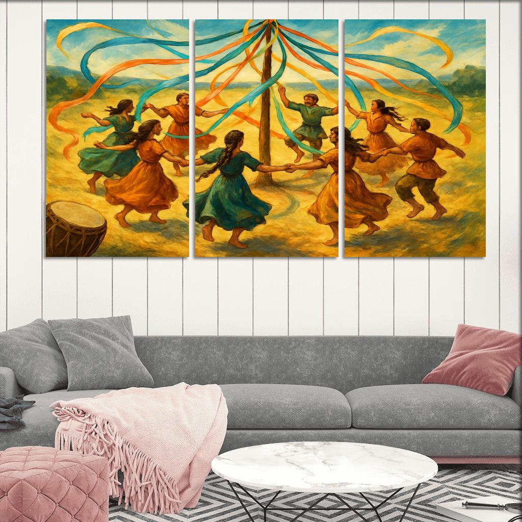 Ancestral Ribbon Spiral Dance canvas paintings frame