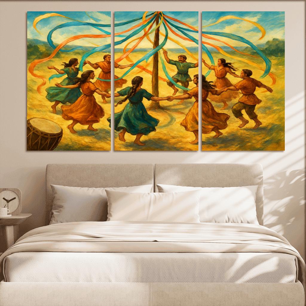 Ancestral Ribbon Spiral Dance canvas paintings frame