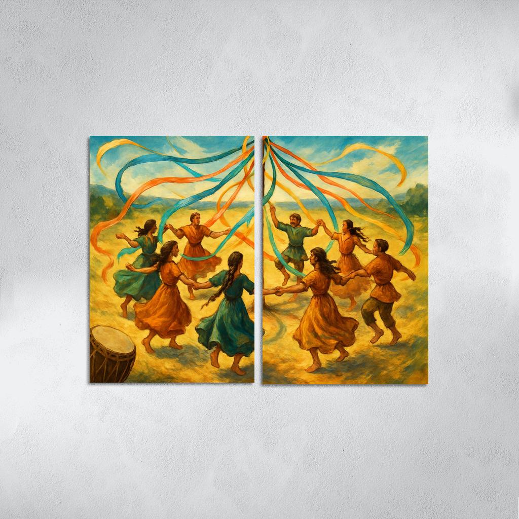 Ancestral Ribbon Spiral Dance canvas paintings frame