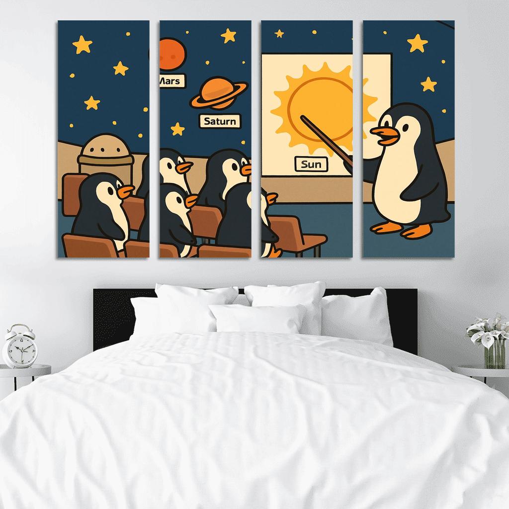 Planetarium Penguins Field Trip premium artwork frames