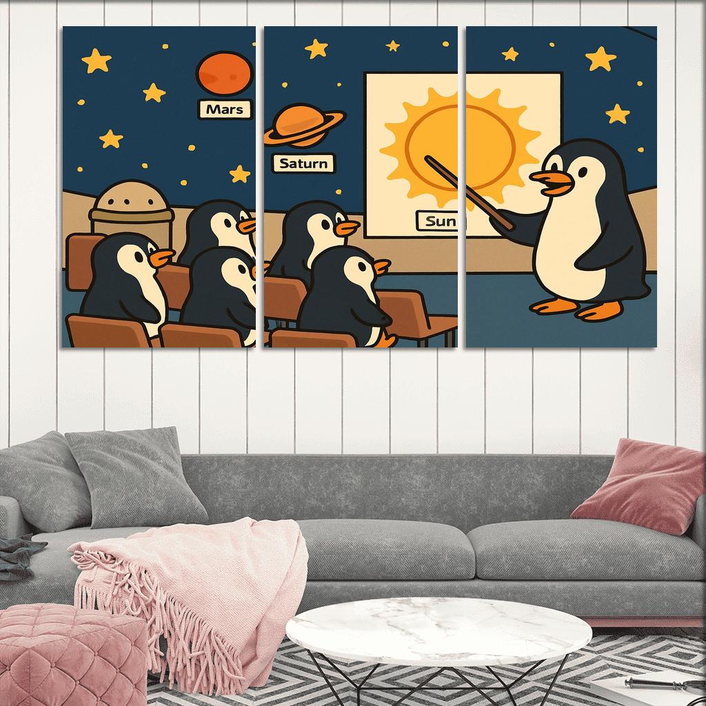 Planetarium Penguins Field Trip premium artwork frames